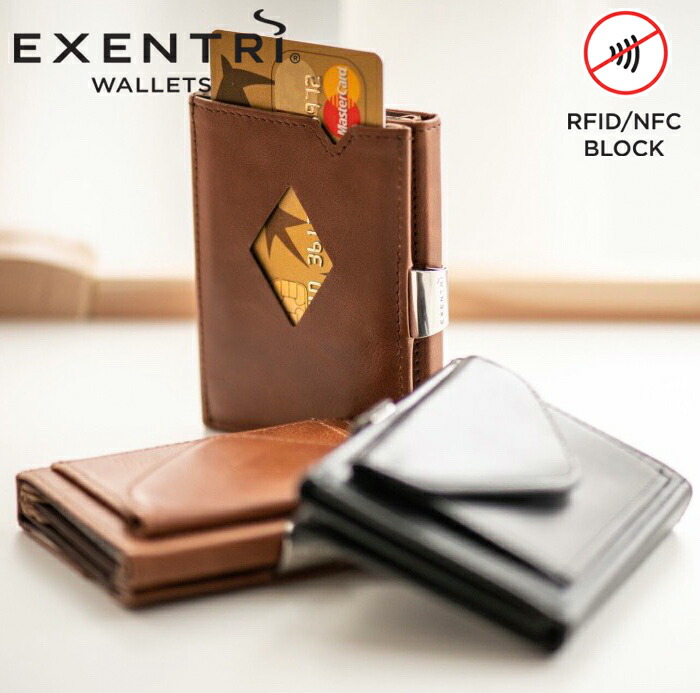 EXENTRI エキセントリ マルチウォレット スキミング防止 RFIDブロック【ミニマル財布 三つ折り財布 本革 ミニウォレット カード入れ 定期入れ コインケース 小銭入れ 薄型 大容量 メンズ レディース】 カイマングレー