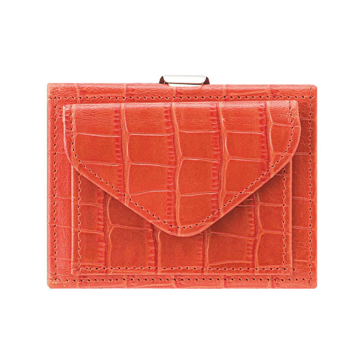 EXENTRI エキセントリ マルチウォレット スキミング防止 RFIDブロック【ミニマル財布 三つ折り財布 本革 ミニウォレット カード入れ 定期入れ コインケース 小銭入れ 薄型 大容量 メンズ レディース】 カイマンオレンジ