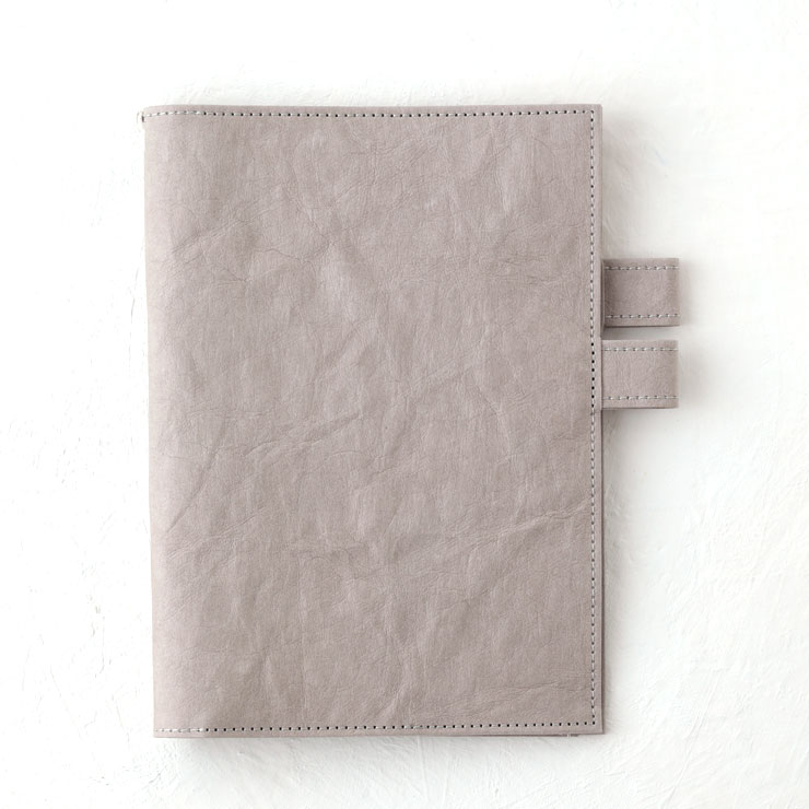 WPB 装丁紙 教科書本 A5 ペンホルダー付きブック&ノートカバー しおり付き ウォッシャブルペーパー【ブックカバー 手帳カバー 洗える 日本製】 グレー