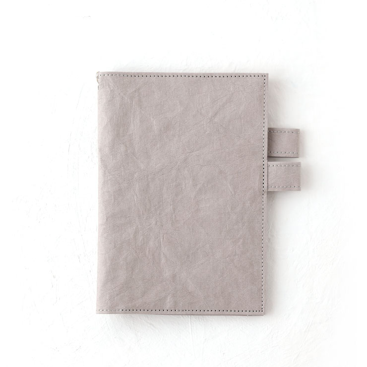 WPB 装丁紙 単行本 四六判 B6 ペンホルダー付きブック&ノートカバー しおり付き ウォッシャブルペーパー【ブックカバー 手帳カバー 洗える 日本製】 グレー