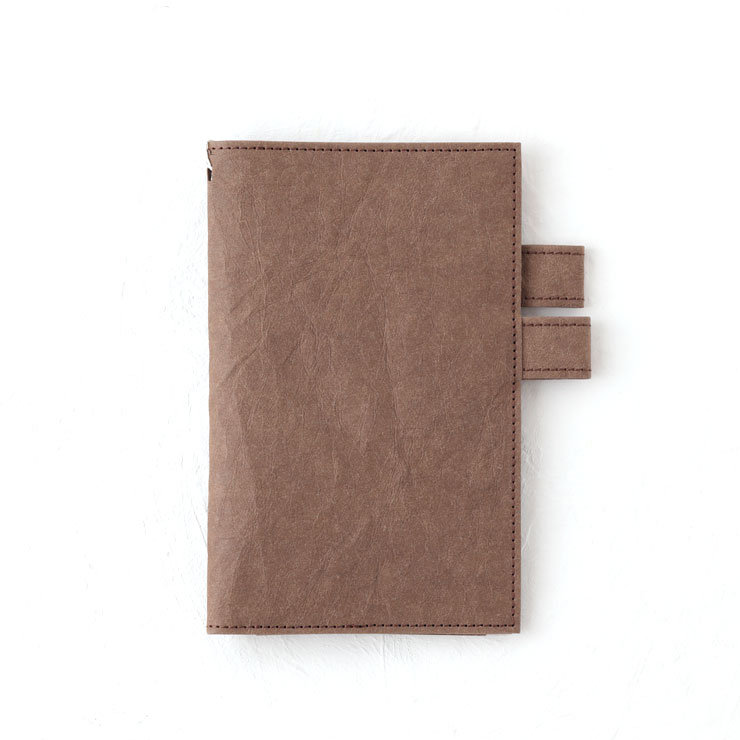 WPB 装丁紙 新書本 B6スリム ペンホルダー付きブック&ノートカバー しおり付き ウォッシャブルペーパー【ブックカバー 手帳カバー 洗える 日本製】 ブラウン