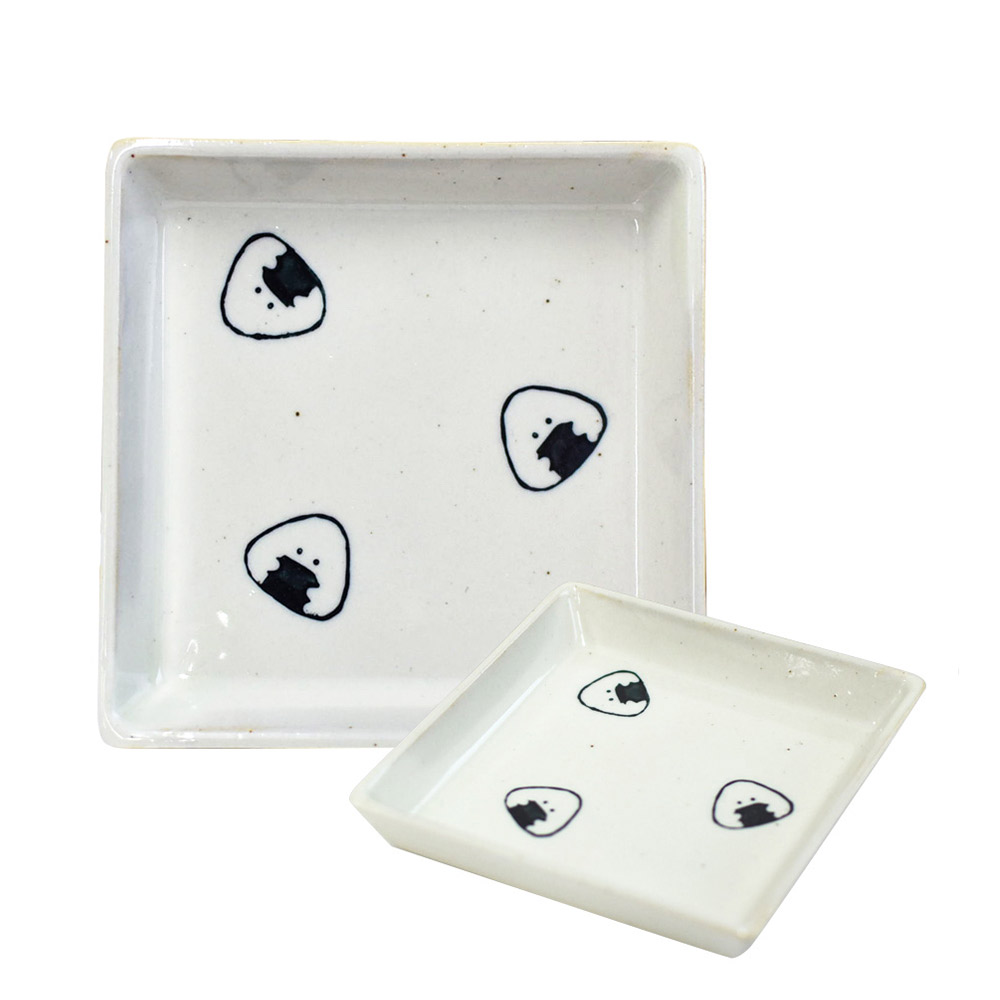 ぎゅっとおにぎりさん 角皿 逸品社 シュガーランド【お皿 取り皿 プレート スクエアプレート 食器 波佐見焼 電子レンジ 食洗機】 のり