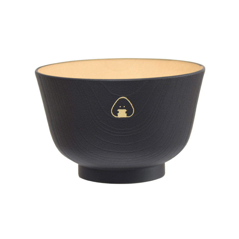 ぎゅっとおにぎりさん 抗菌汁椀 逸品社 シュガーランド【汁椀 お椀 おわん ボウル スープボウル 抗菌 木目調 電子レンジ 食洗機】 のり/黒