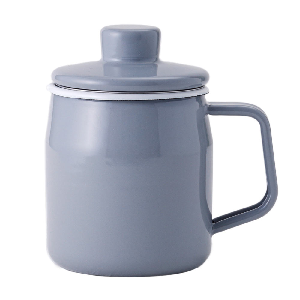 富士ホーロー フィルト ミニ オイルポット ホーロー スリム 350ml ステンレスフィルター OP-0.35L【油ポット 油こし器 琺瑯 フィルター こし網 油入れ コンパクト 小さめ 揚げ物 ほうろう 調理器具】 ライトグレー