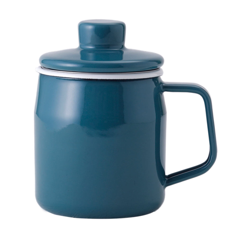 富士ホーロー フィルト ミニ オイルポット ホーロー スリム 350ml ステンレスフィルター OP-0.35L【油ポット 油こし器 琺瑯 フィルター こし網 油入れ コンパクト 小さめ 揚げ物 ほうろう 調理器具】 スモークブルー