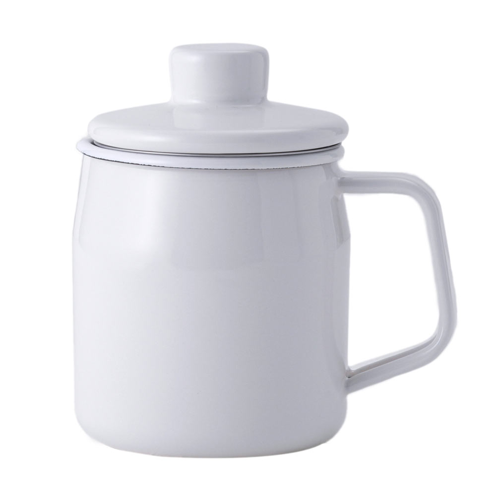 富士ホーロー フィルト ミニ オイルポット ホーロー スリム 350ml ステンレスフィルター OP-0.35L【油ポット 油こし器 琺瑯 フィルター こし網 油入れ コンパクト 小さめ 揚げ物 ほうろう 調理器具】 ホワイト