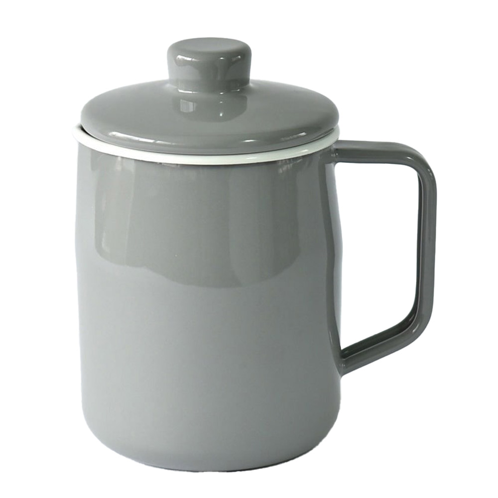 富士ホーロー フィルト プラス オイルポット フィルター付き ホーロー 0.8L 活性炭カートリッジ【油ポット 油入れ 琺瑯 ほうろう 油こし器 活性炭フィルター スリム コンパクト ミニ 小さめ 揚げ物 調理器具】 ライトグレー