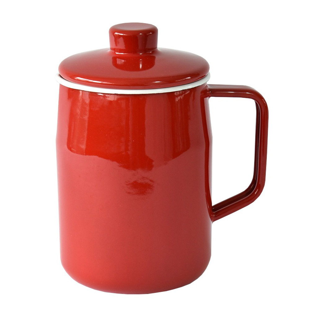 富士ホーロー フィルト プラス オイルポット フィルター付き ホーロー 0.8L 活性炭カートリッジ【油ポット 油入れ 琺瑯 ほうろう 油こし器 活性炭フィルター スリム コンパクト ミニ 小さめ 揚げ物 調理器具】 レッド