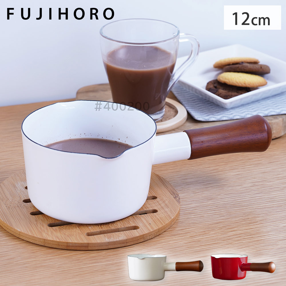 富士ホーロー ナチュール ミルクパン ホーロー 12cm ガス火専用 NA-12M【片手鍋 琺瑯 直火 離乳食 ほうろう 調理器具】 ホワイト