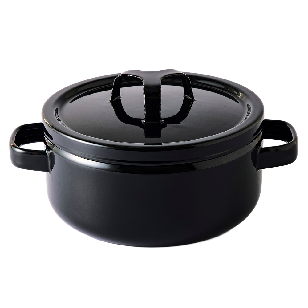 富士ホーロー 匠シリーズ 両手鍋 20cm 3L 浅型 ホーロー フタ付き ガス火 IH対応 TKM-20W 鉄緑 鉄黒【琺瑯 両手鍋 蓋付き キャセロール ホーロー鍋 直火 IH 鉄色 ほうろう 調理器具 オーブン調理】 鉄黒