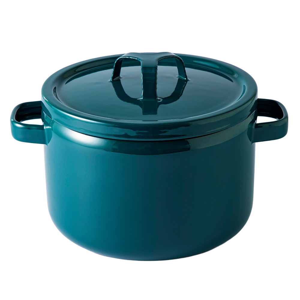 富士ホーロー 匠シリーズ 深鍋 22cm 5.6L 深型 両手鍋 ホーロー フタ付き ガス火 IH対応 TKM-22DW 鉄緑 鉄黒【琺瑯 蓋付き キャセロール ホーロー鍋 直火 IH 鉄色 ほうろう 調理器具 オーブン調理】 鉄緑