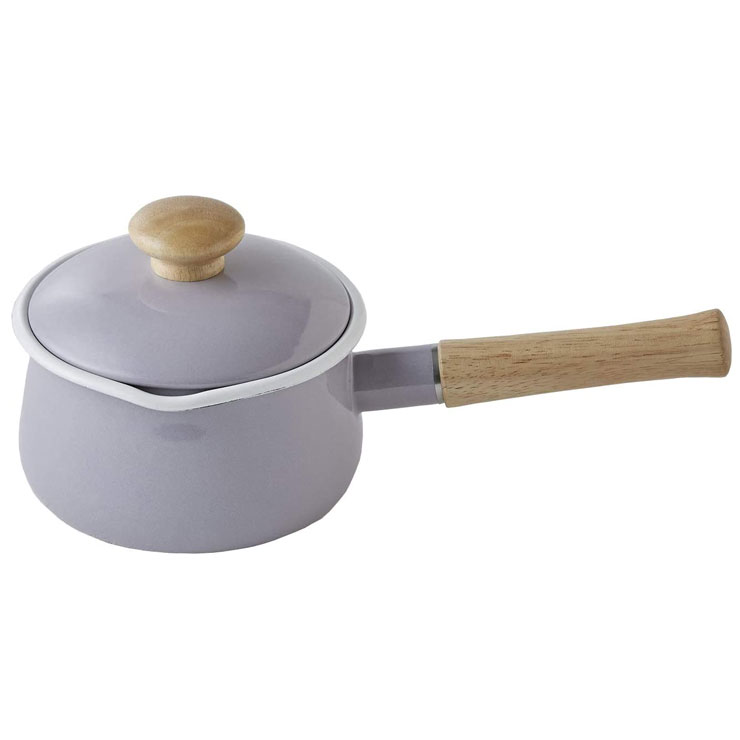 富士ホーロー ミルクパン ホーロー フタ付 15cm ガス火 IH対応 C-15M【片手鍋 蓋付き IH 200V 琺瑯 ホーロー鍋 キッチン用品 離乳食 調理器具】 パープルアッシュ