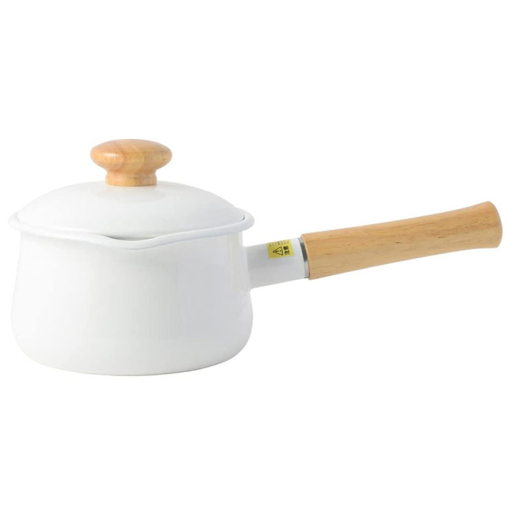 富士ホーロー ミルクパン ホーロー フタ付 15cm ガス火 IH対応 C-15M【片手鍋 蓋付き IH 200V 琺瑯 ホーロー鍋 キッチン用品 離乳食 調理器具】 ホワイト