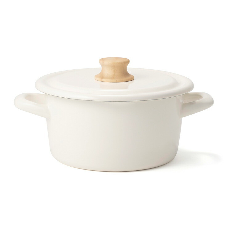 富士ホーロー コットン ホーロー キャセロール 18cm IH対応 CTN-18W Cotton Series コットンシリーズ【両手鍋 琺瑯 ホーロー鍋 IH200V ハニーウェア】 ホワイト