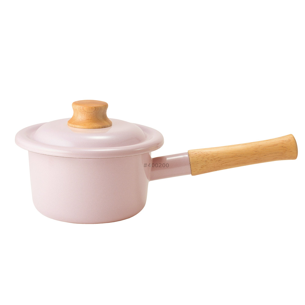 富士ホーロー コットン ホーロー ミルクパン 14cm 注ぎ口 蓋付き ガス火 IH対応 CTN-14M Cotton Series コットンシリーズ【琺瑯 片手鍋 ホーロー鍋 琺瑯鍋 離乳食 調理器具 IH200V】 アッシュピンク(コットンプラス)