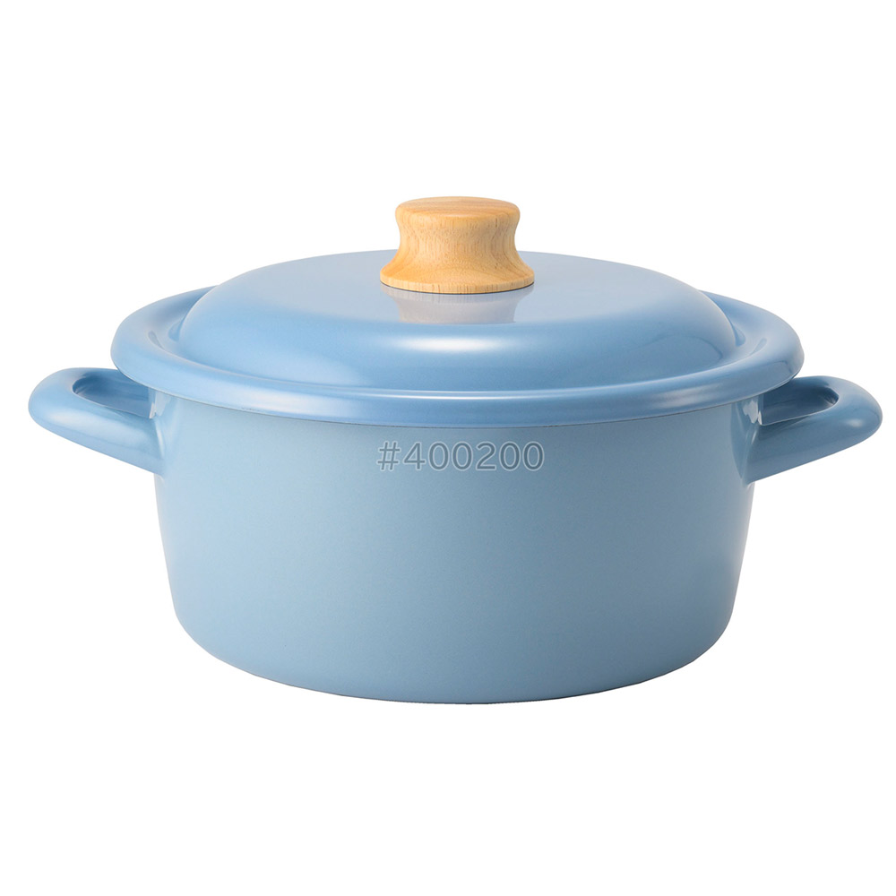 富士ホーロー コットンプラス 20cmキャセロール 蓋付き ガス火 IH対応 CTP-20W Cotton Plus コットンプラスシリーズ【琺瑯 両手鍋 ホーロー鍋 琺瑯鍋 調理器具 IH200V】 アッシュブルー