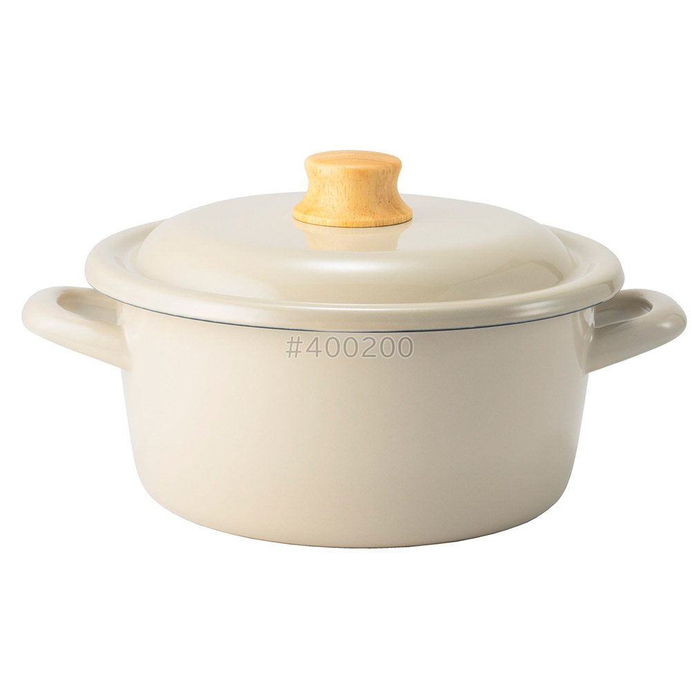 富士ホーロー コットンプラス 20cmキャセロール 蓋付き ガス火 IH対応 CTP-20W Cotton Plus コットンプラスシリーズ【琺瑯 両手鍋 ホーロー鍋 琺瑯鍋 調理器具 IH200V】 グレージュ