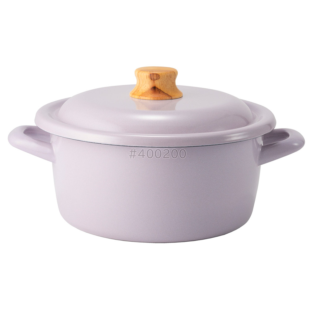富士ホーロー コットンプラス 20cmキャセロール 蓋付き ガス火 IH対応 CTP-20W Cotton Plus コットンプラスシリーズ【琺瑯 両手鍋 ホーロー鍋 琺瑯鍋 調理器具 IH200V】 パープル