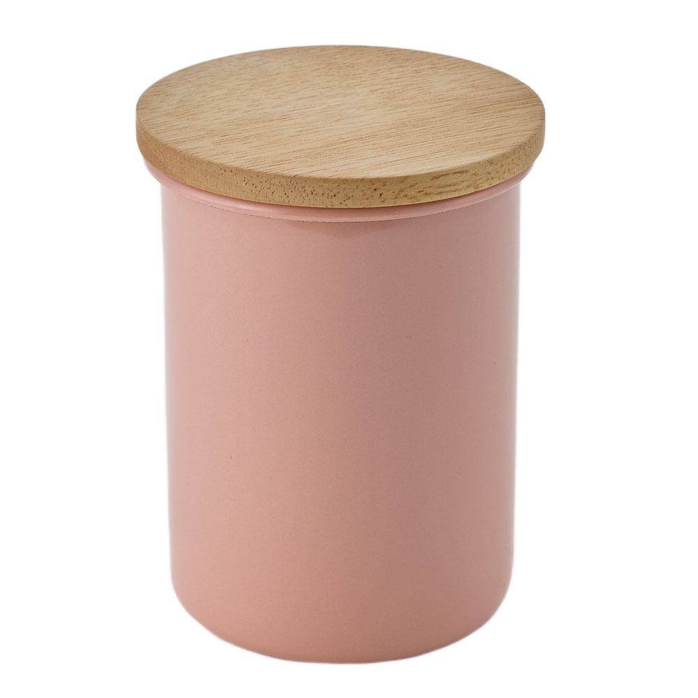 富士ホーロー 木蓋 キャニスター ホーロー 800ml C-9CNL【茶葉 コーヒー 保存容器 ホーロー容器 琺瑯容器 ほうろう 調味料入れ】 アッシュピンク