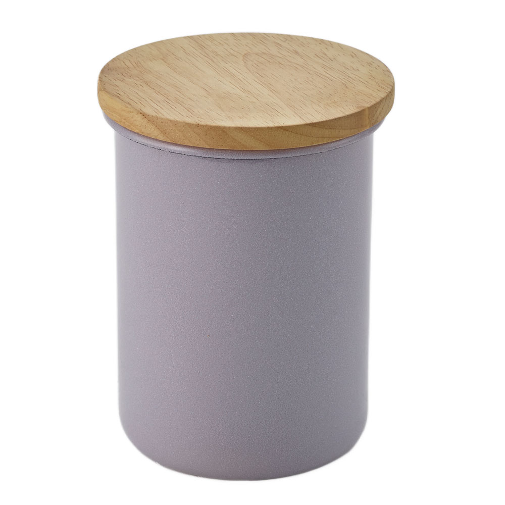 富士ホーロー 木蓋 キャニスター ホーロー 800ml C-9CNL【茶葉 コーヒー 保存容器 ホーロー容器 琺瑯容器 ほうろう 調味料入れ】 パープルアッシュ