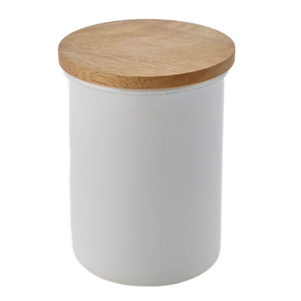 富士ホーロー 木蓋 キャニスター ホーロー 800ml C-9CNL【茶葉 コーヒー 保存容器 ホーロー容器 琺瑯容器 ほうろう 調味料入れ】 ホワイト