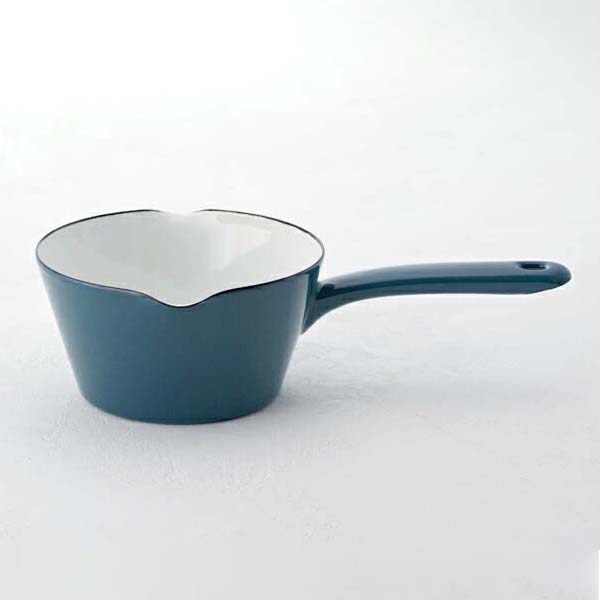 富士ホーロー 目盛付き ミルクパン 14cm ホーロー ガス火 IH対応 0.8L メモリ付き C-A14M【片手鍋 ホーロー鍋 小鍋 琺瑯 離乳食 調理器具 直火 ほうろう シンプル】 スモークブルー