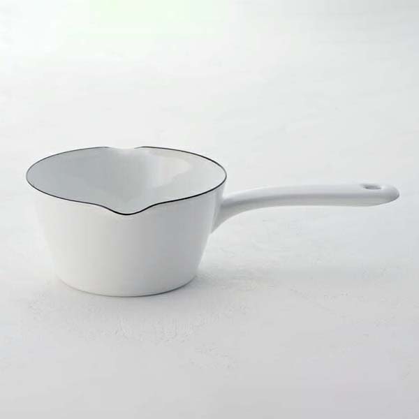 富士ホーロー 目盛付き ミルクパン 14cm ホーロー ガス火 IH対応 0.8L メモリ付き C-A14M【片手鍋 ホーロー鍋 小鍋 琺瑯 離乳食 調理器具 直火 ほうろう シンプル】 ホワイト