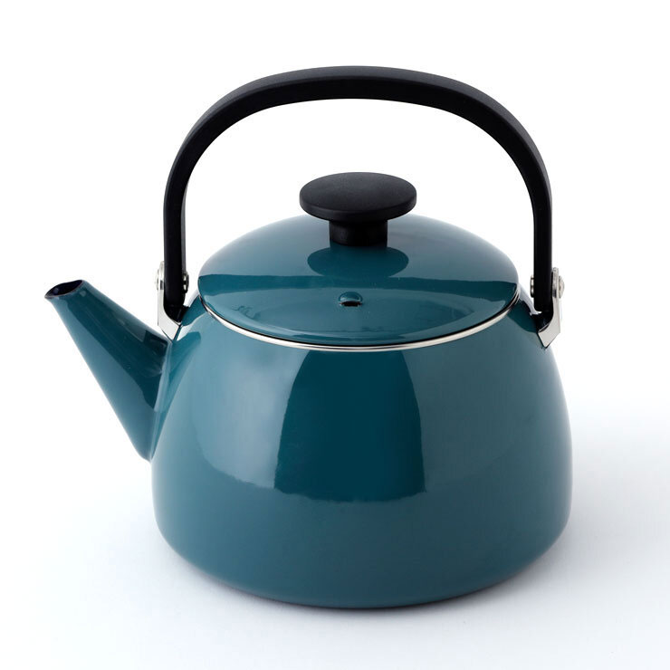 富士ホーロー 広口 ケトル ホーロー 2.5L ガス火 IH対応 CLF-2.5K【やかん ほうろう 琺瑯 IH 直火 大容量 麦茶】 スモークブルー