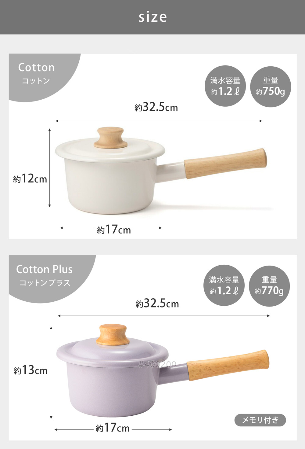 コットンプラスには内面にカップ表示の目安目盛りがついてさらに便利に使いやすくなりました