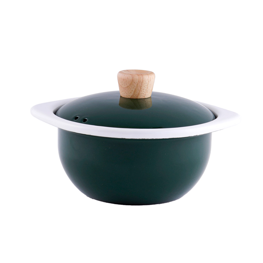 富士ホーロー コットン ホーロー ココット 15cm ガス火 IH対応 CTN-15C Cotton Series コットンシリーズ【ココット鍋 両手鍋 ホーロー鍋 ラーメン鍋 オーブン型 一人鍋 琺瑯 食器】 グリーン