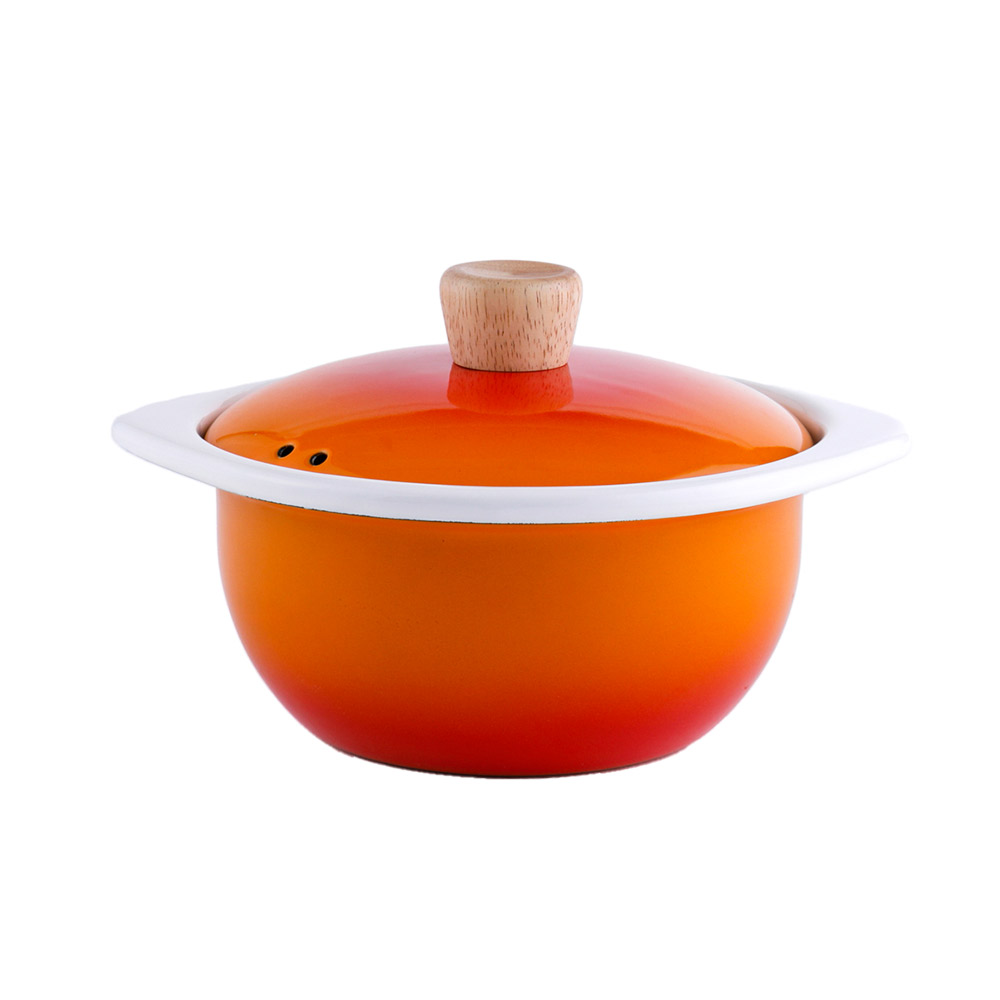 富士ホーロー コットン ホーロー ココット 15cm ガス火 IH対応 CTN-15C Cotton Series コットンシリーズ【ココット鍋 両手鍋 ホーロー鍋 ラーメン鍋 オーブン型 一人鍋 琺瑯 食器】 グラデーションオレンジ
