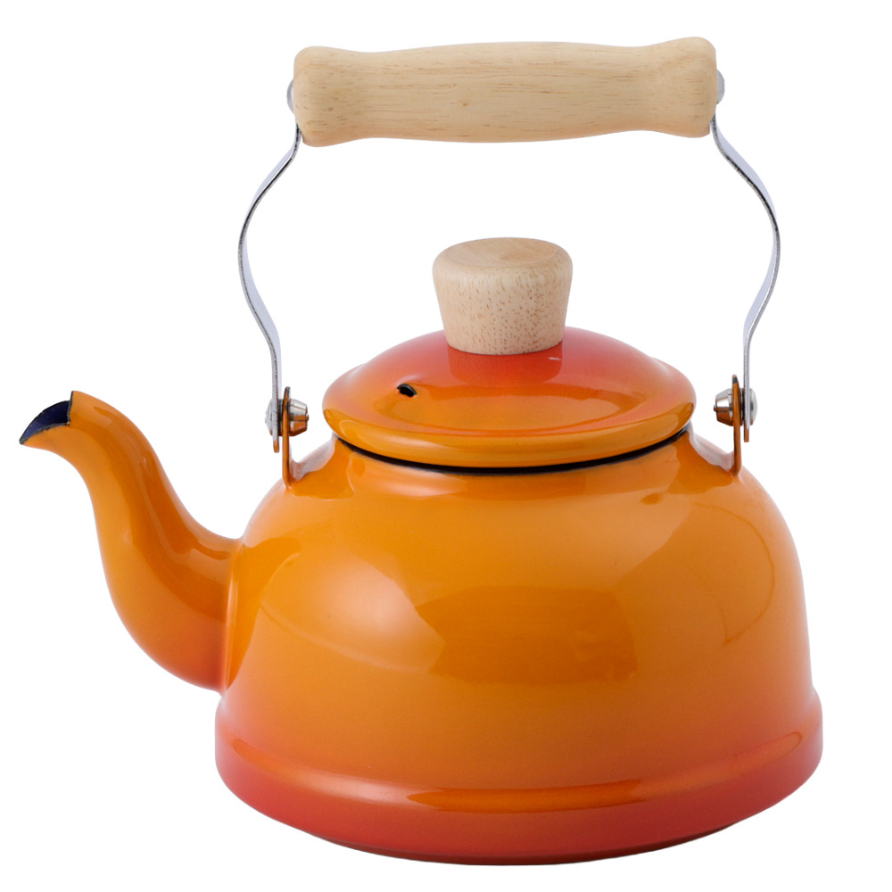 富士ホーロー コットン ホーロー ケトル 1.6L IH対応 CTN-1.6K Cotton Series コットンシリーズ【ホーローケトル IH200V やかん ほうろう 琺瑯 直火 ハニーウェア】 グラデーションオレンジ