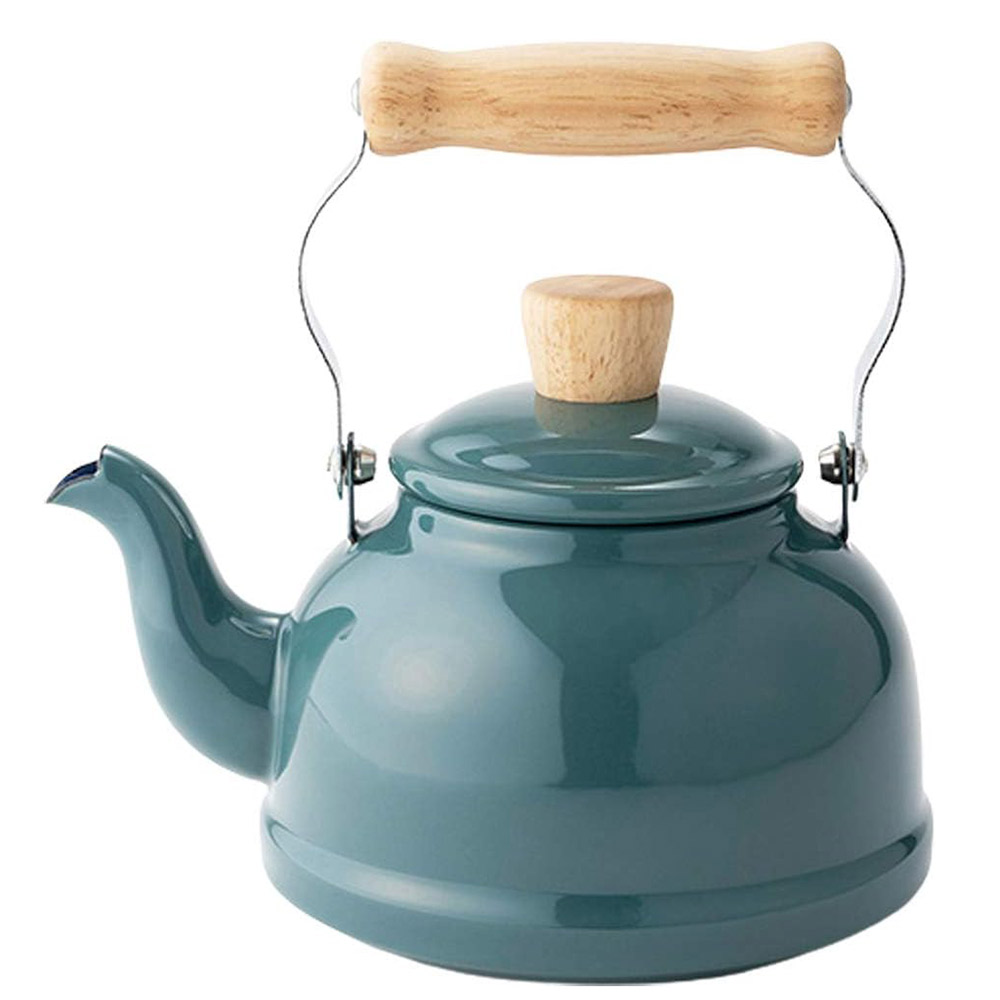 富士ホーロー コットン ホーロー ケトル 1.6L IH対応 CTN-1.6K Cotton Series コットンシリーズ【ホーローケトル IH200V やかん ほうろう 琺瑯 直火 ハニーウェア】 スモークブルー