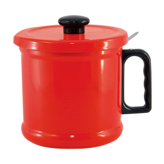 富士ホーロー オイルポット 1.5L ホーロー 活性炭カートリッジ【油ポット 琺瑯 活性炭フィルター カートリッジ ろ過 油返し 油こし器 ほうろう キッチン用品】 レッド