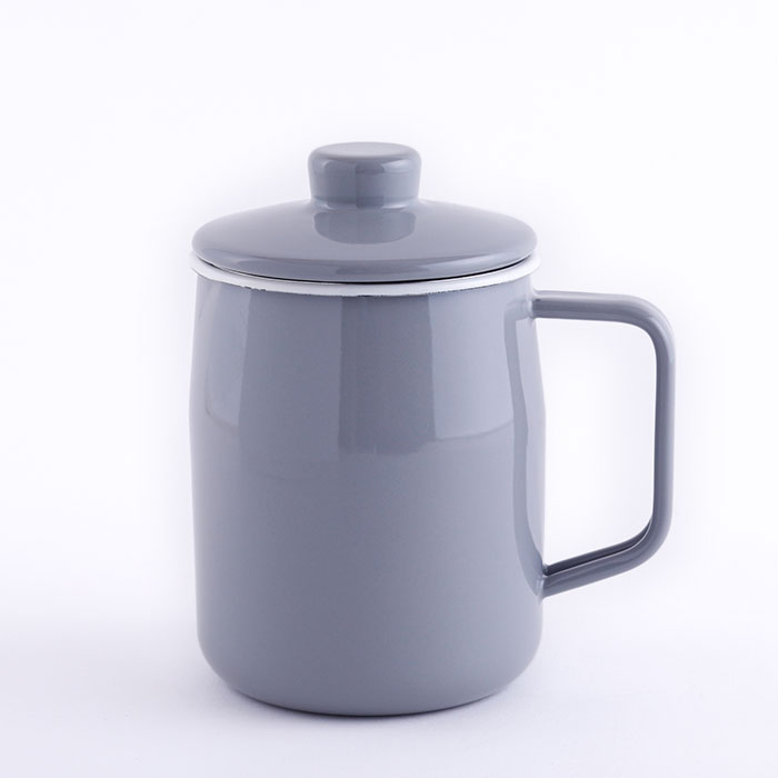 富士ホーロー フィルト オイルポット ホーロー 1.0L 二重こし網 ステンレスフィルター【油ポット 油入れ 琺瑯 ほうろう 油こし器 スリム コンパクト ミニ 小さめ 揚げ物 調理器具】 ライトグレー