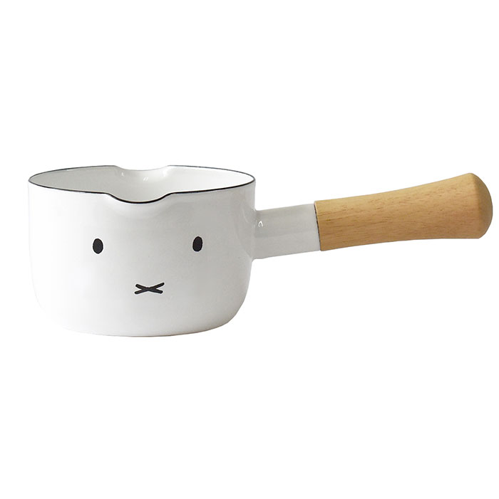 ミッフィー ボリス フェイス ミルクパン 12cm 富士ホーロー【miffy boris シンプルフェイス グッズ ホーロー 片手鍋 小鍋 両口 琺瑯 ディックブルーナ】 ミッフィー