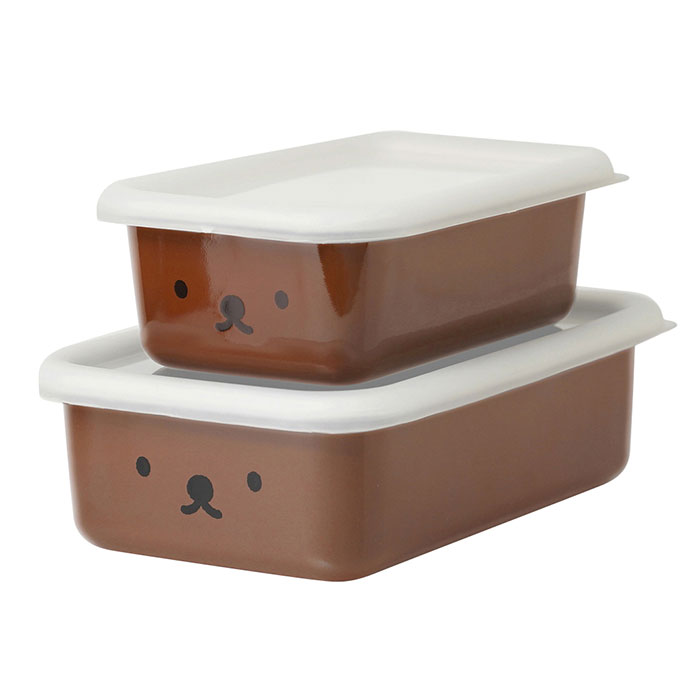 ミッフィー ボリス フェイス 浅型角容器 2個セット 富士ホーロー【miffy boris シンプルフェイス グッズ ホーロー容器 保存容器 琺瑯容器 ほうろう ディックブルーナ】 ボリス