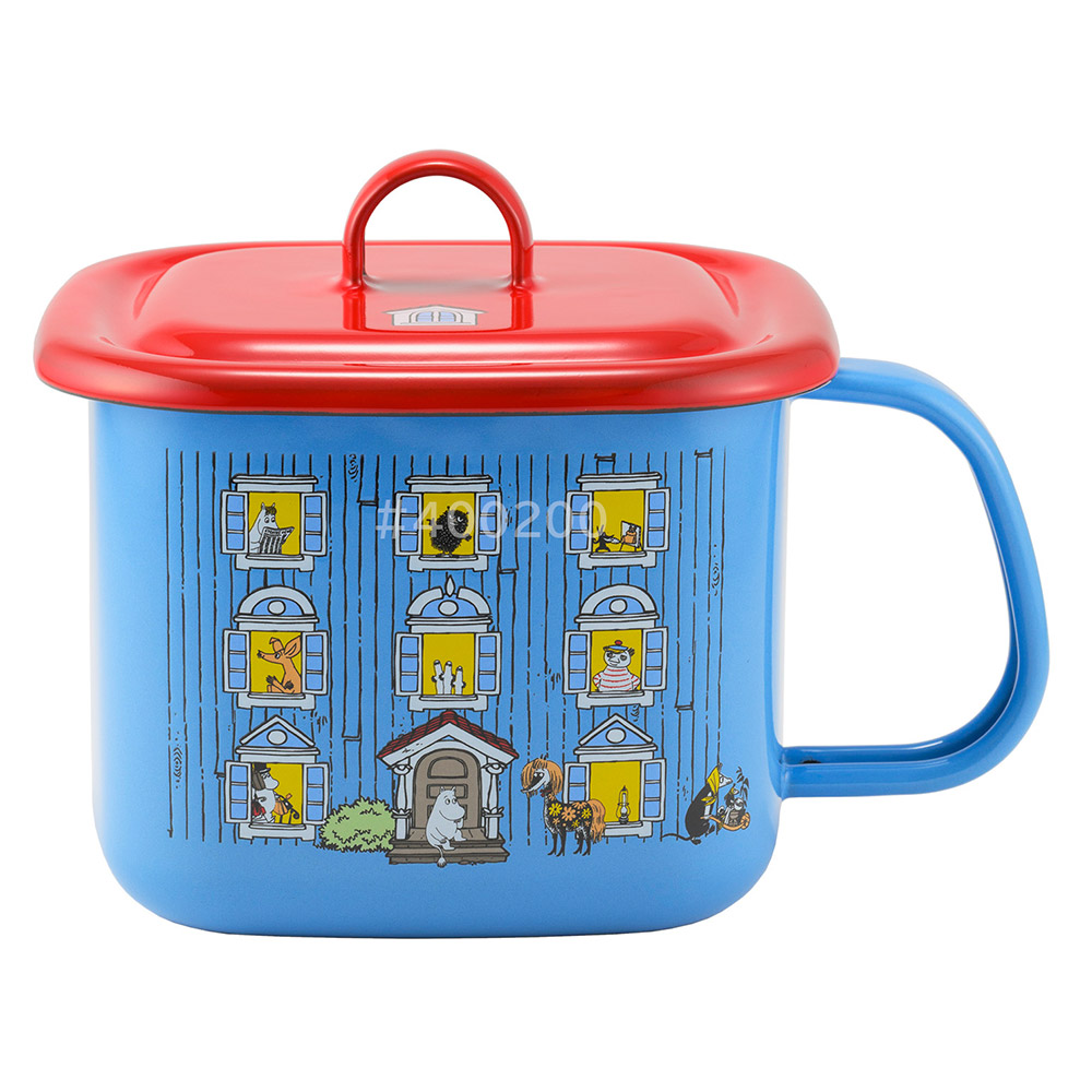 ムーミンハウス キューブクック 14cm ガス火 IH対応 片手鍋 ホーロー 富士ホーロー MOH-CC14H【角型 ミルクパン 蓋付き ミニ 琺瑯 ホーロー鍋 クッカー 小鍋 直火 IH オーブン調理 アウトドア 調理器具 ほうろう 食洗機対応】