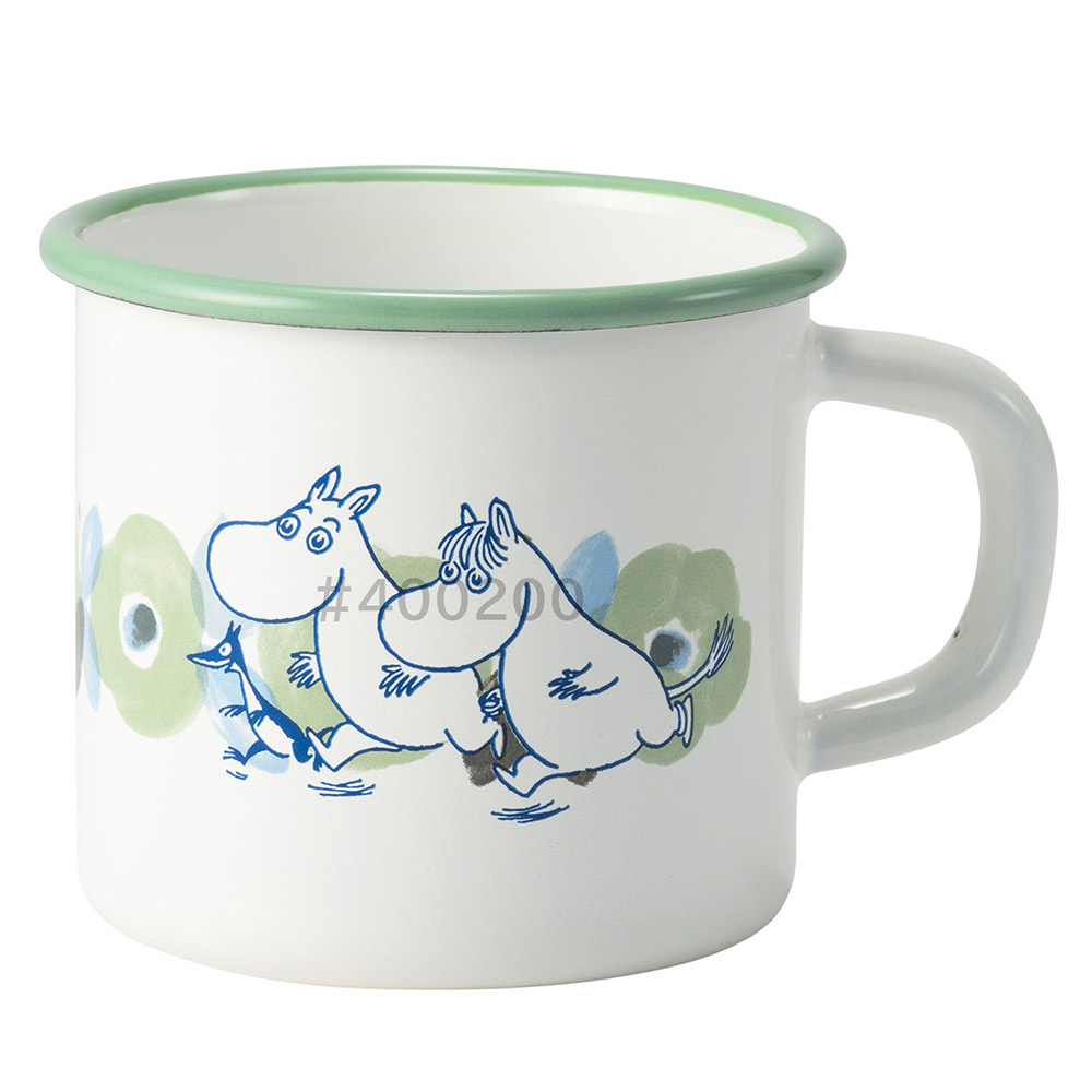ムーミン フラワーガーデン ホーロー マグ 270ml 7cm 富士ホーロー【琺瑯 ほうろう 食器 直火 オーブン調理 アウトドア キャラクター グッズ】 オリーブ