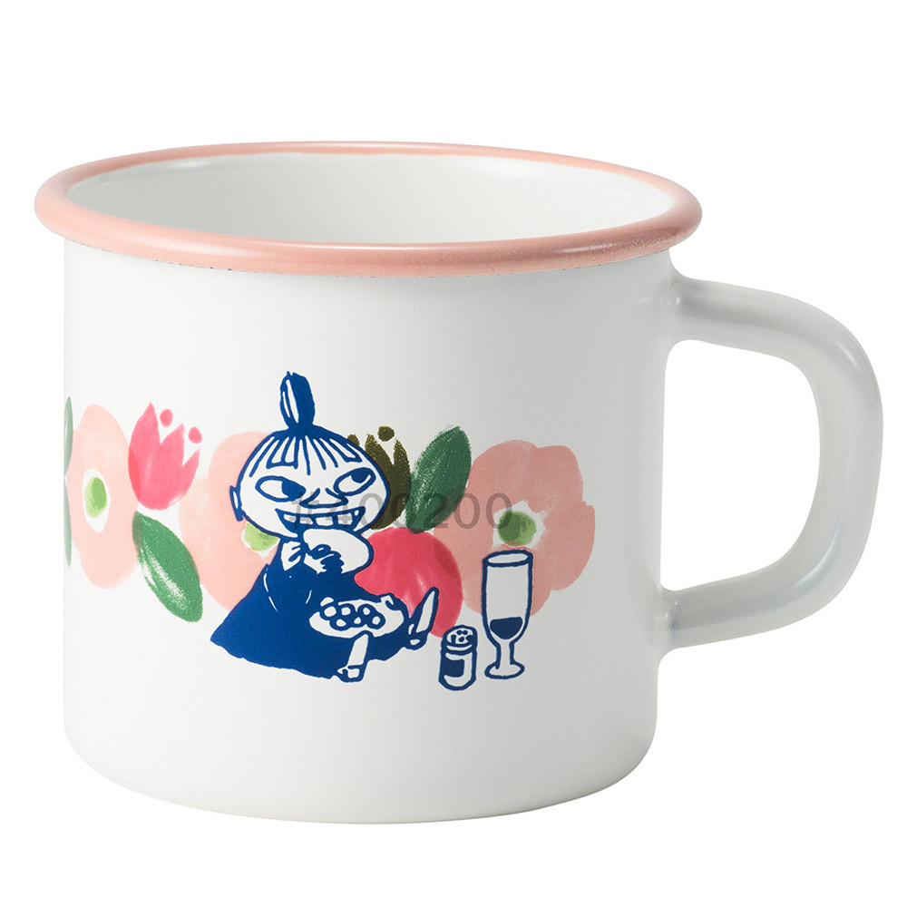ムーミン フラワーガーデン ホーロー マグ 270ml 7cm 富士ホーロー【琺瑯 ほうろう 食器 直火 オーブン調理 アウトドア キャラクター グッズ】 ピンク