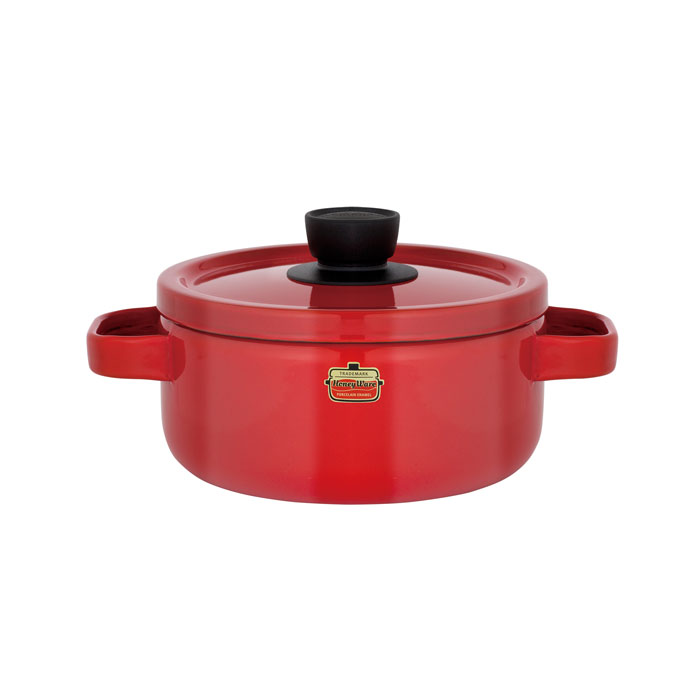 富士ホーロー ソリッド ホーロー キャセロール 20cm 3.0L ガス火 IH対応 SD-20W【両手鍋 IH200V 20センチ ホーロー鍋 調理器具 琺瑯鍋 直火 シンプル キッチン用品】 レッド