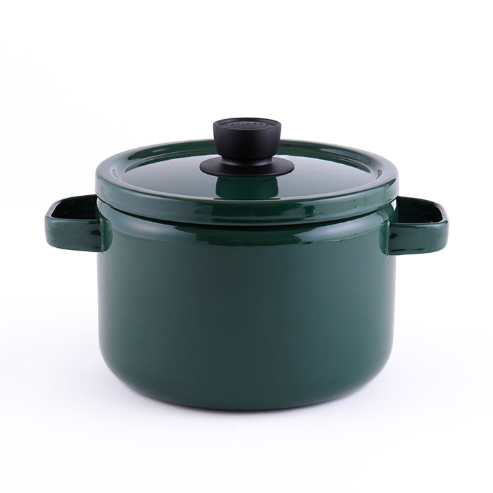 富士ホーロー ディープキャセロール ホーロー 22cm 5.6L IH対応 ソリッド【IH 200V 深鍋 ホーロー鍋 パスタ鍋 カレー鍋 調理器具 両手鍋 深型 琺瑯鍋 寸胴鍋 低温調理器 鍋 直火】 グリーン