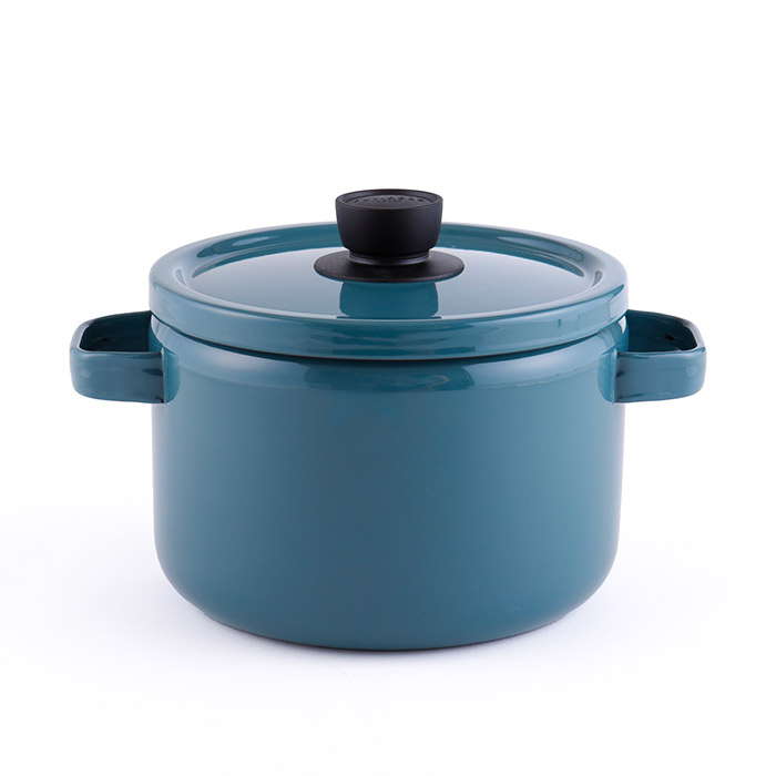 富士ホーロー ディープキャセロール ホーロー 22cm 5.6L IH対応 ソリッド【IH 200V 深鍋 ホーロー鍋 パスタ鍋 カレー鍋 調理器具 両手鍋 深型 琺瑯鍋 寸胴鍋 低温調理器 鍋 直火】 スモークブルー