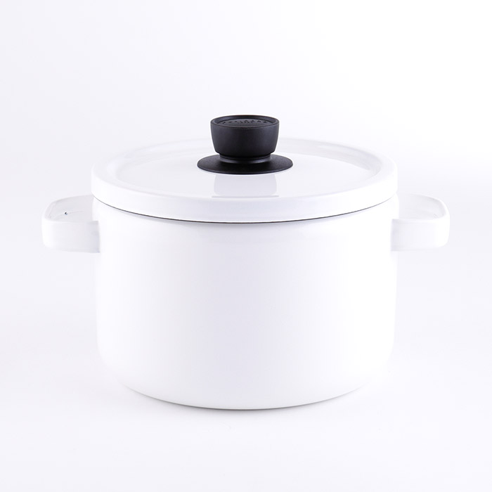 富士ホーロー ディープキャセロール ホーロー 22cm 5.6L IH対応 ソリッド【IH 200V 深鍋 ホーロー鍋 パスタ鍋 カレー鍋 調理器具 両手鍋 深型 琺瑯鍋 寸胴鍋 低温調理器 鍋 直火】 ホワイト