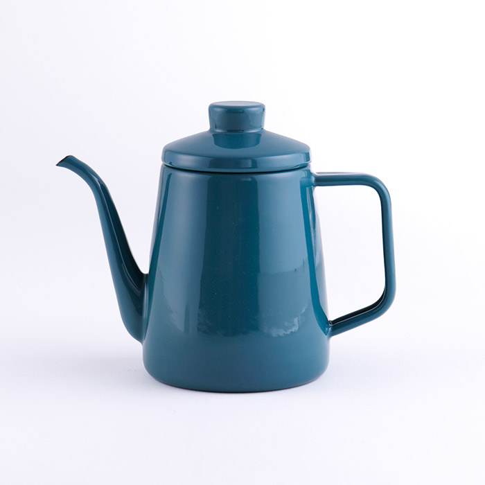 富士ホーロー ドリップポット ホーロー 1.0L ガス火 IH対応 ソリッド【琺瑯 ポット 細口 直火 IH 1リットル コーヒー ドリップ 道具】 スモークブルー