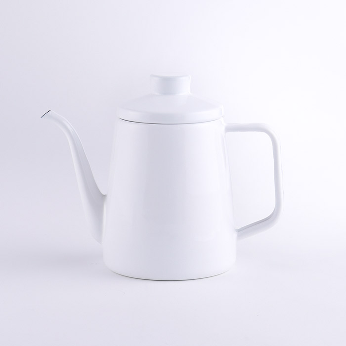富士ホーロー ドリップポット ホーロー 1.0L ガス火 IH対応 ソリッド【琺瑯 ポット 細口 直火 IH 1リットル コーヒー ドリップ 道具】 ホワイト