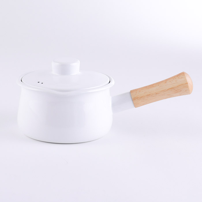富士ホーロー ミルクパン ホーロー 蓋付き 15cm 1.2L 直火 IH対応 ソリッド【片手鍋 琺瑯鍋 ホーロー鍋 鍋 小鍋 ミニ 離乳食 調理器具 Honey Ware】 ホワイト