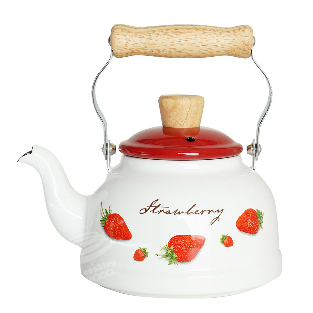 富士ホーロー ストロベリーシリーズ ホーロー ケトル 1.6L IH対応 STB-1.6K【ホーローケトル IH200V やかん ほうろう 琺瑯 直火】 ストロベリー