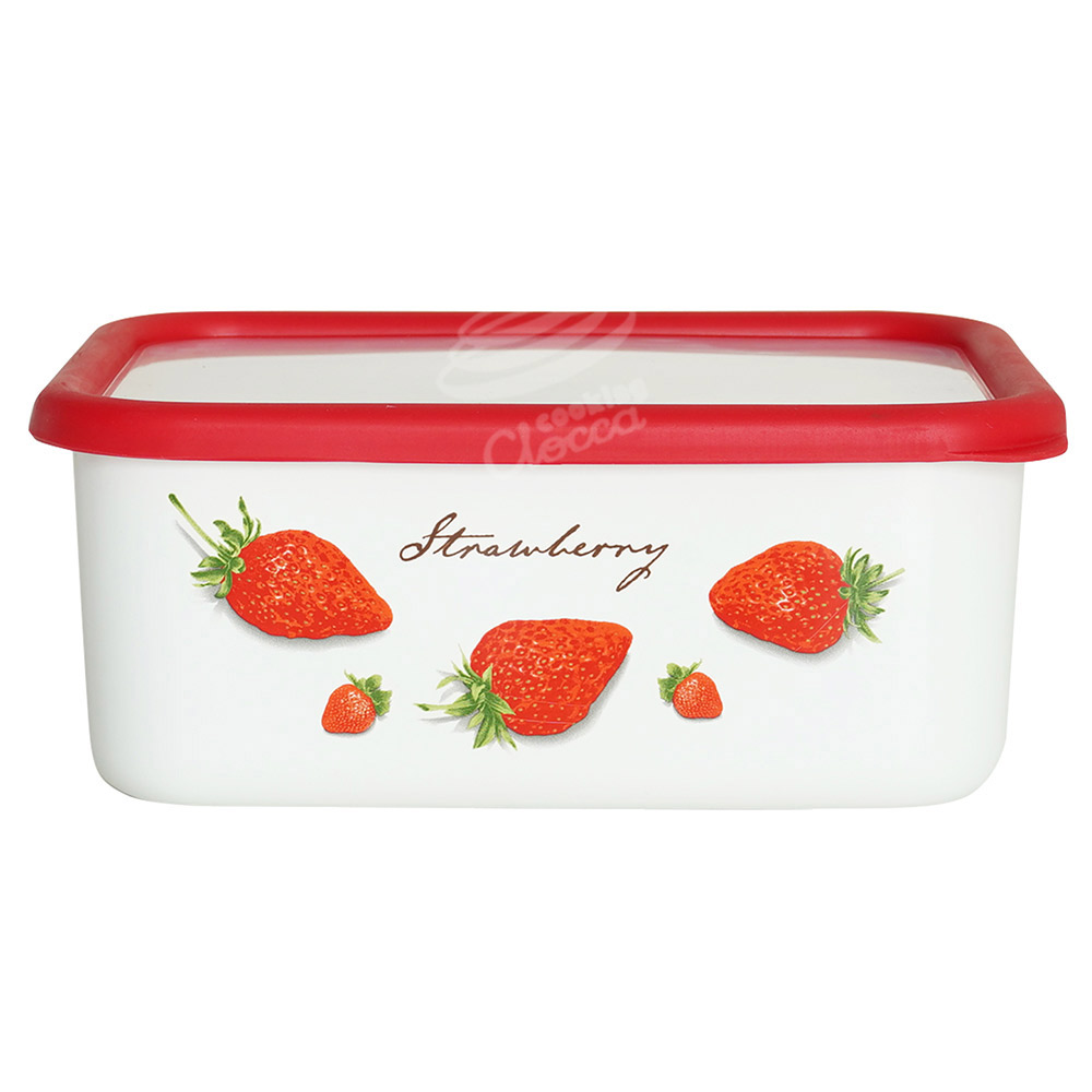 富士ホーロー ストロベリーシリーズ 深型角容器 L STB-DL【ホーロー容器 食材 調味料 保存 琺瑯容器 保存容器】 深型角容器 L