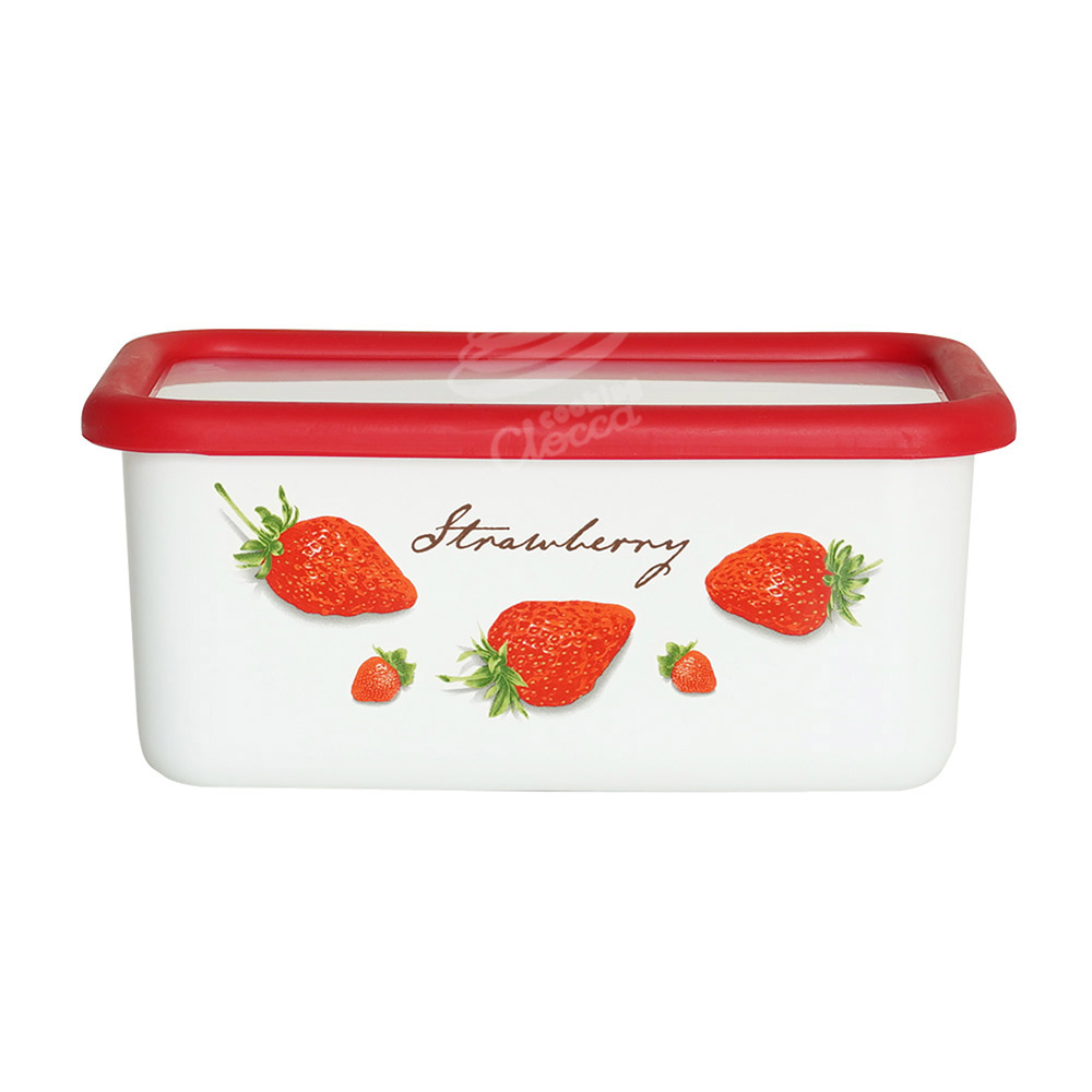 富士ホーロー ストロベリーシリーズ 深型角容器 M STB-DM【ホーロー容器 食材 調味料 保存 琺瑯容器 保存容器】 深型角容器 M